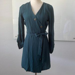 Blu Pepper Day to Day Wrap Dress in Teal Green - size M